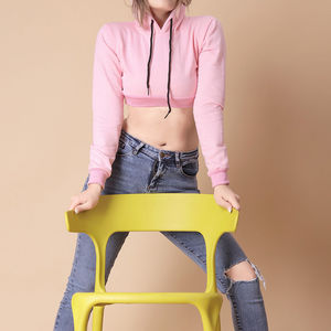 Sweat à capuche oversize long décontracté pour femme, streetwear, 100% coton pour la saison hivernale avec logo sur le devant, sweat à capuche court pour femme - Product Image 6