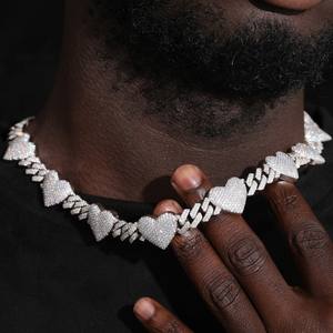 Nouvelle arrivée Chaîne Hip Hop en forme de cœur pour homme en argent sterling 925 avec diamants Moissanite et clarté VVS - Product Image 6