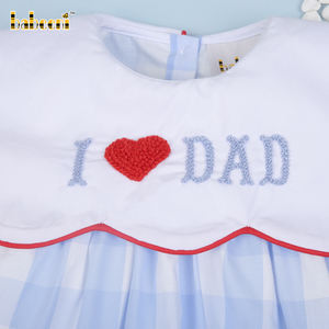 Monos de burbuja festoneados de lujo para bebés, hechos a mano y personalizados con bordado 'I Love Dad', de invierno, en Spandex/Algodón, con certificación OEKO-TEX - Product Image 4