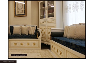 Diseño interior árabe Majlis, diseño clásico moderno, elegante conjunto de sala de estar, asientos de esquina de lujo, diseño que ahorra espacio - Product Image 2