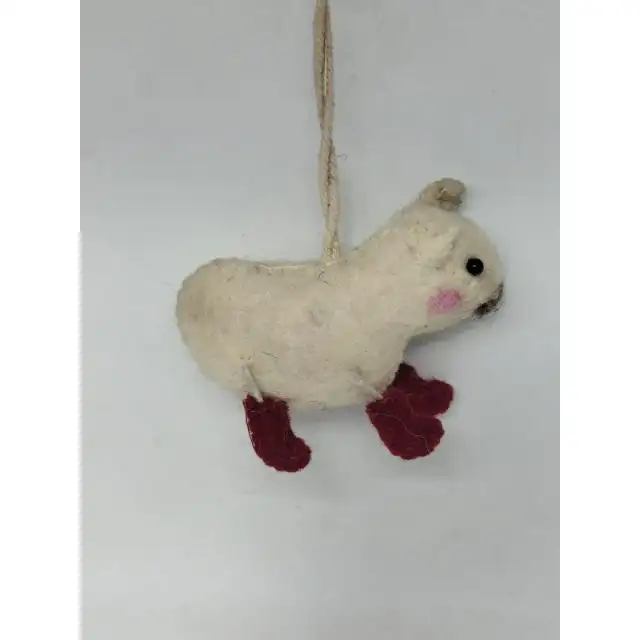 Felt sheep with red boot hanging Christmas Hanging Felt Sheep Pet Wholesale Felt 100% Wool Custom Xmas Gift Cute Sheep Toys