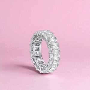 10.00 Carat F-G/VS Lab Grown Radiant Cut Diamond Eternity <b>Band</b> <b>Ring</b> Made in Platinum For Her - Product Image 2
