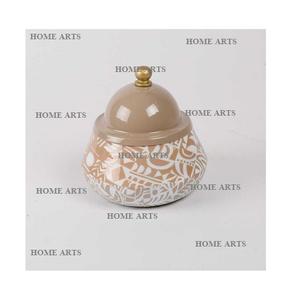 Attractive design metal dry fruit server customized size round shape nuts server with <b>wooden</b> <b>lid</b> and spoon nuts server - Product Image 5