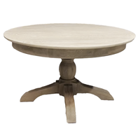 Table à manger ronde en bois massif, style farmhouse, gris délavé, pour restaurant, hôtel, café, mobilier commercial