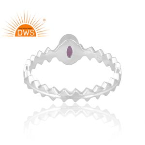 Tendance Design Sterling Silver Natural Amethyst Gemstone Ring Bijoux personnalisés pour les femmes Cadeau pour elle - Product Image 2