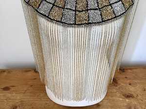 Elegante cuello en V sujeta respetuoso con el medio ambiente Cachemira Burlesque capa con cuentas lentejuelas hermosa silueta recta vestido festivo para Club - Product Image 2