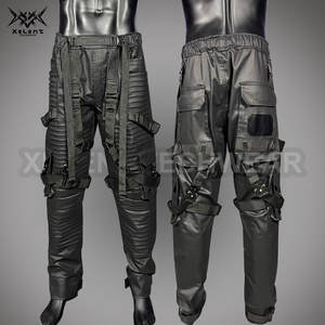 Haute qualité hommes mode coureurs pantalons de survêtement laminé caoutchouc fermeture éclair noir Cargo Techwear Harem Sport décontracté pantalons de course - Product Image 1