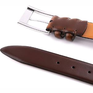 Premium Men's Leather Belts Custom Logo Solid Color High Quality Cow Hide Alloy Buckle Low MOQ Fashion Stylish 3.5cm Width - Product Image 2