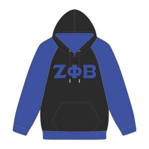 Zeta Phi Beta Black Body Blue Raglan Sleeves Pullover Hoodie Greek Sorority Apparel Custom Divine Nine HBCU Life Clothing - Product Image 2