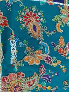 Tela de crepé de seda natural con estampado de posiciones y bordado, ideal para confección de disfraces, material de la mejor calidad. - Product Image 2