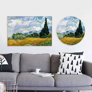 Impresión artística en lienzo de Van Gogh, Campo de Trigo con Cipréses, ARTE EN VIDRIO TEMPLADO - Product Image 1