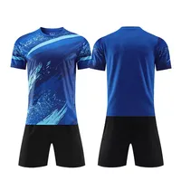 Seragam Sepak Bola Merah Hitam yang Dapat Disesuaikan, Jersey, Celana Pendek, Kit Anti-Bakteri, Cepat Kering, Pilihan Ukuran Besar - Cetak Digital Berkualitas Tinggi