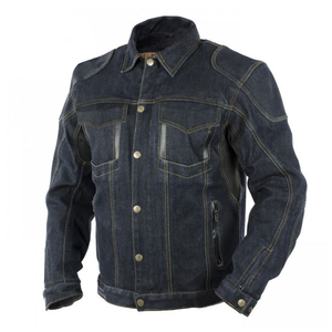 Veste de course en denim épais pour homme avec col boutonné et poches, coupe ajustée, combinaisons de moto pour l'hiver - Product Image 1