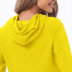 Sudadera con capucha de punto con hombros caídos de tamaño adulto para mujer con diseño liso único y logotipo impreso para la temporada de otoño/invierno - Product Image 3