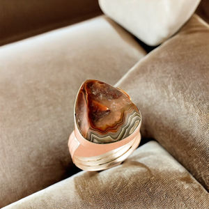 แหวนเงินสเตอร์ลิง925ออกแบบเป็นเอกลักษณ์ของผู้หญิงเครื่องประดับแฟชั่นทำมือด้วยพลอยธรรมชาติ925เครื่องประดับเงิน - Product Image 1