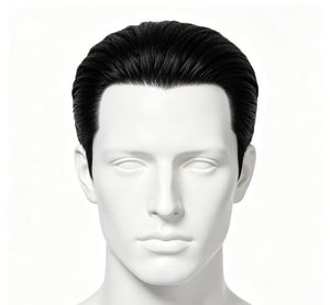 Peluca Negra para Hombre, Cabello Humano Corto y Liso, Reemplazo Capilar con Aspecto Natural para Uso Diario - Product Image 1