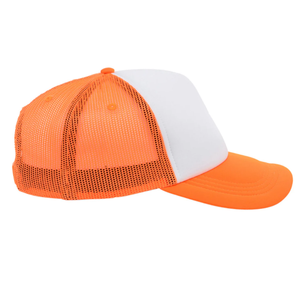 หมวกทรูเกอร์โฟม5แผงพิมพ์ลายดิจิตอลสีส้ม/สีขาวระบายอากาศตาข่ายพลาสติกแบบแถวเดียวปรับได้ - Product Image 3