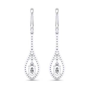 Pendientes Huggie REYES con Moissanita Ovalada Brillante de 1.68 Quilates en Oro Sólido de 14K, Largos y Colgantes, Accesorios de Joyería para Novia - Product Image 4