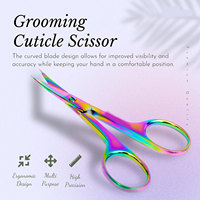 Ciseaux à cuticules miniatures personnalisés en acier inoxydable, courbés, tranchants, design arc-en-ciel multicolore, ciseaux pour les doigts, coupe-cuticules