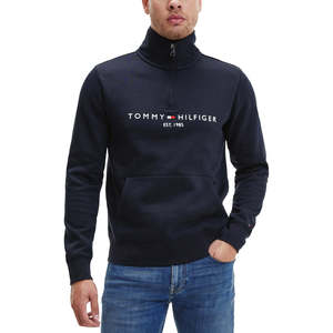 Felpa Casual da Uomo Tommy Hilfiger con Collo Alto e Zip 1/4, Blu, Taglie XS e XL - Oversize in French Terry con Ricamo 3D - Product Image 2