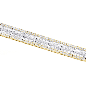 Nouveau mousseux entièrement glacé Hip Hop rond et Baguette Moissanite diamant 925 Bracelet en argent Sterling pour hommes - Product Image 5