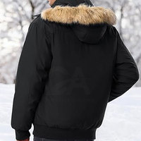 Veste d'hiver imperméable pour homme avec capuche en fausse fourrure, isolée, pour le travail en extérieur, avec logo sur le devant