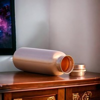 Nouvelle bouteille d'eau en cuivre pur artisanal ALAM CW4252 de 1 litre avec couvercle, revêtement anti-corrosion, écologique, passe au lave-vaisselle