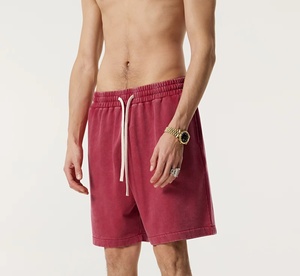 Vente en gros de shorts athlétiques pour hommes 100% coton personnalisé imprimé confortable vintage tissu lourd cordon solide logo personnalisable - Product Image 4