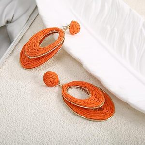 Pendientes de Aro de Mimbre de Paja Hechos a Mano para Mujer, Joyería Colgante Bohemia Ligera, Moda para Fiesta, Verano, Playa, Vacaciones, Diseño de Envoltura DE LA Paz - Product Image 5