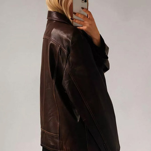 Chaquetas de Mujer, Chaqueta de Cuero de Oveja Genuino, Abrigo Transpirable, Chaquetas Bomber de Cuero para Damas - Product Image 2