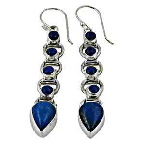 Boucles d'oreilles pendantes en argent 925 avec lapis-lazuli, bijoux en or pour femmes, pierre précieuse, forme de goutte d'eau, perle de quartz, diamant, mariage chrétien - Product Image 1