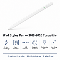 Stylet 2026 pour iPad 11 A16 7/8/9/10/11e génération, Mini 5 6 7, Air Pro M3 avec rejet de paume et sensibilité à l'inclinaison pour iPad Pencil