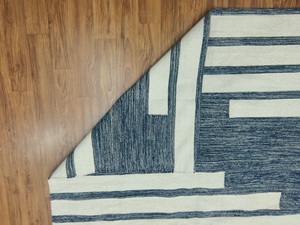 Handwoven Kilim Cotton Rug Blue White Anti-Slip Tufted Runner for Entryway Hallway Stairs Abstract Pattern for Home Use - Product Image 2