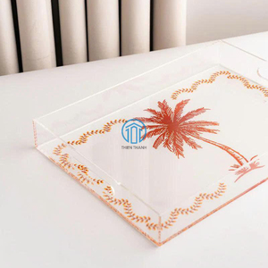 Transparent Acrylic Ramadan <b>Serving</b> <b>Tray</b> with Palm Tree Decorative Clear <b>Plastic</b> Food Organizer for Eid Mubarak Arabian Gift - Product Image 3