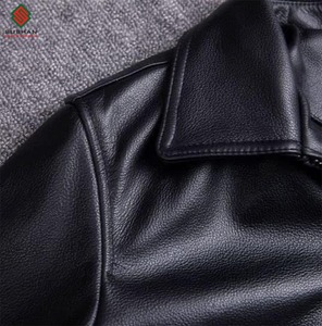 Veste bomber en cuir synthétique noir pour homme, décontractée, hiver, fermeture éclair, col mandarin, service OEM, coupe ajustée - Product Image 5