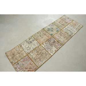 Vintage 2.1x6.3 ft Rug, Runner Turkish Rug, <b>Brown</b> Blue Southwestern <b>Wool</b> Rug - Product Image 4