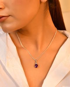 Pendentif en argent sterling améthyste violet audacieux avec design élégant classique pour femmes et bijoux de mariage de fiançailles unisexes - Product Image 3