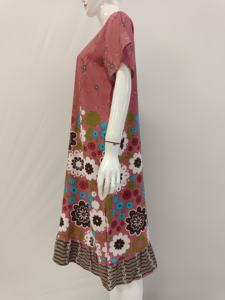 ชุดเดรสลายดอกไม้สำหรับผู้หญิงใส่สบายมีกระดุมด้านหน้าทนต่อการซีดจางสำหรับสวมใส่ในชีวิตประจำวัน - Product Image 3