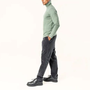 Classic Solid Color High Collar Slim Fit Long Sleeve Seasonal Casual Top <b>Men</b> <b>Turtle</b> <b>Neck</b> Shirt - Product Image 3