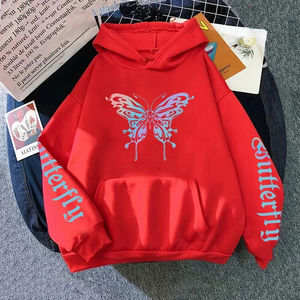 2025 nueva llegada mujer mariposa impresa Sudadera con capucha toda la temporada diario Casual moda sudaderas con capucha hogar al aire libre comodidad pulóver - Product Image 3