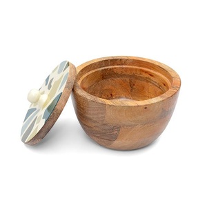 Cuenco de madera de Acacia decorativo de excelente calidad para boda Juego de 4 cuencos de servicio impresos en Color blanco digital - Product Image 5