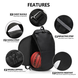 Mochila Deportiva de Baloncesto para Gimnasio, Viajes y Escuela, de Nailon y Poliéster, con Logotipo Personalizado OEM, Patrón de Letras, de Lujo, BB-0086 - Product Image 2