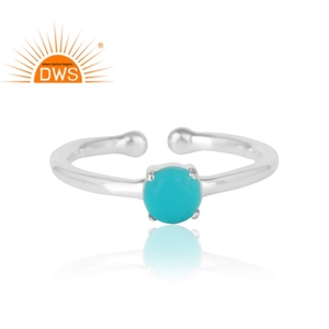 Hot Selling Fine Sterling Silver Natural Arizona Turquoise Gemstone <b>Adjustable</b> <b>Ring</b> Custom Jewelry Manufacturer - Product Image 3