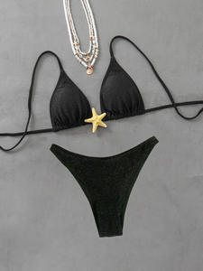 2025 nuevo estilo con estrella conjunto de Bikini de dos piezas mujeres Halter encaje hasta traje de baño Sexy encantadores trajes de baño con estrella - Product Image 6