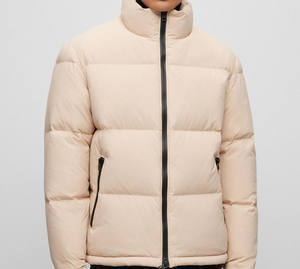 Veste matelassée en tissu de toile rembourrée de coton, logo personnalisé, style urbain, hiver, homme, rose brillant, imperméable, à capuche - Product Image 1