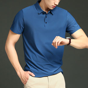 2023 hombres verano para Polos nueva seda de hielo suelta manga corta Camiseta solapa Color sólido estampado soporte XS tamaño Golf ropa - Product Image 3
