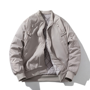 Blouson aviateur en tissu polyester de haute qualité manteau de baseball blousons aviateur décontractés pour hommes - Product Image 3