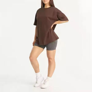 Camiseta de gran tamaño de algodón de gran peso para mujer, camiseta de alta calidad con estampado Dtg de lavado ácido y hombros caídos, camisetas Ringer, 260gsm - Product Image 4