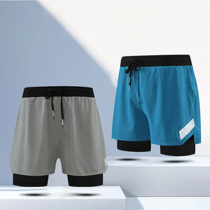 Men's High Street Comfort Customized Logo Color Double <b>Layer</b> Designer Mesh Shorts Summer Sublimation Solid Custom Blank Short - Product Image 3