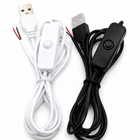 Cable de Alimentación con Interruptor de 5V, USB Macho a Conexión de 2 Núcleos, Botón de Encendido/Apagado 501 para Tiras LED, Lámparas, Bombillas, Luces DIY